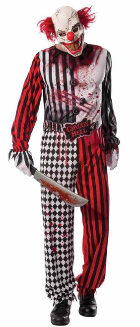 Evil Clown Circus Hell Scary Killer Psycho Fancy Dress Halloween Adult Costume