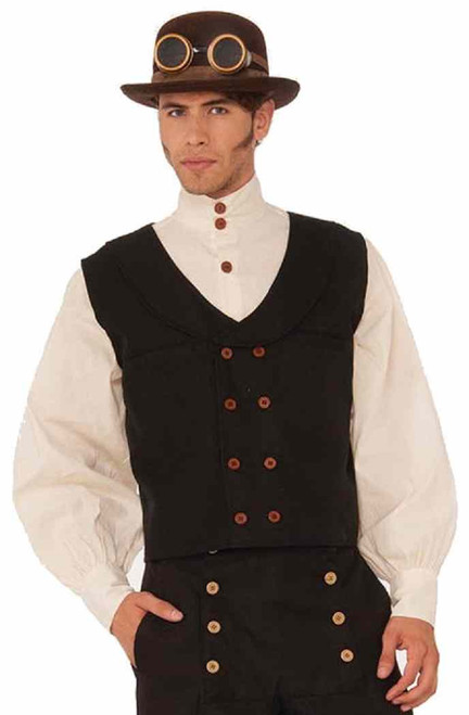 Steampunk Vest Black Victorian Fancy Dress Up Halloween Adult Costume Accessory