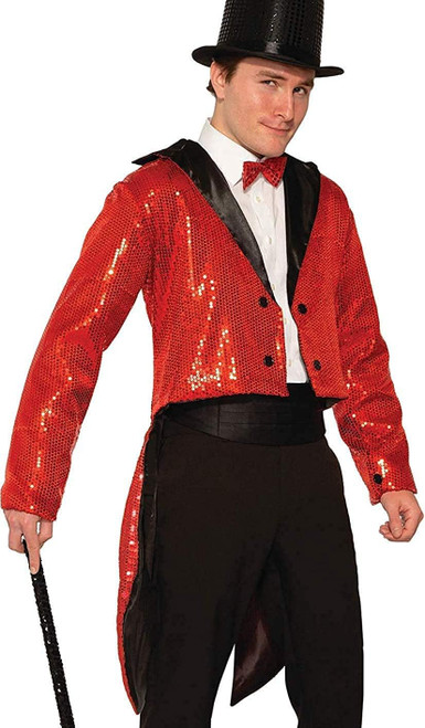 Sequin Tailcoat Dance Chorus Line Fancy Dress Halloween Adult Costume 3 COLORS