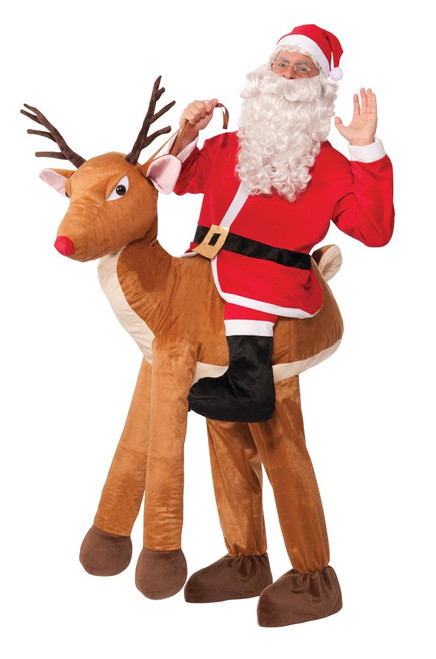 Santa Ride a Reindeer Christmas Holiday Fancy Dress Up Halloween Adult Costume