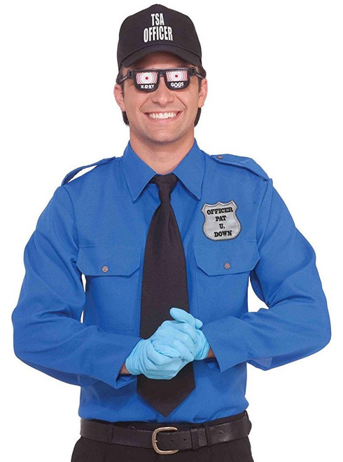 TSA Officer Airport Security Uniform Blue Fancy Dress Up Halloween Adult Costume