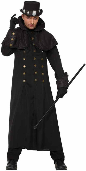 Warlock Coat Gothic Vampire Trench Fancy Dress Halloween Adult Costume Accessory