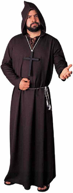 Monk Robe Priest Hooded Grim Reaper Fancy Dress Halloween Adult Costume 2 COLORS