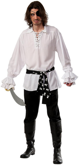 Pirate Shirt Caribbean Buccaneer Fancy Dress Halloween Adult Costume 3 COLORS
