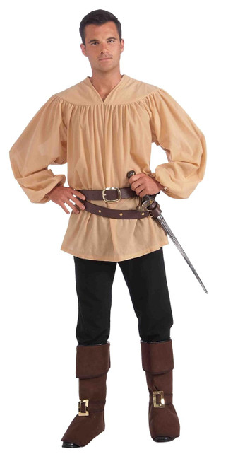 Medieval Fantasy Shirt Brown Fancy Dress Up Halloween Adult Costume Accessory