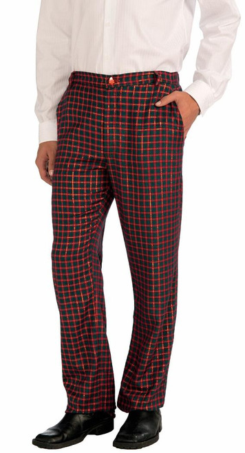 Plaid Christmas Pants Holiday Fancy Dress Up Halloween Adult Costume Accessory