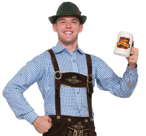 Lederhosen Shirt Gingham Oktoberfest Fancy Dress Halloween Costume Accessory