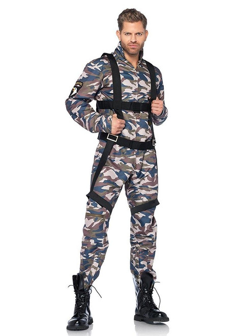 Paratrooper Soldier Camo Military Army Fancy Dress Up Halloween Adult Costume