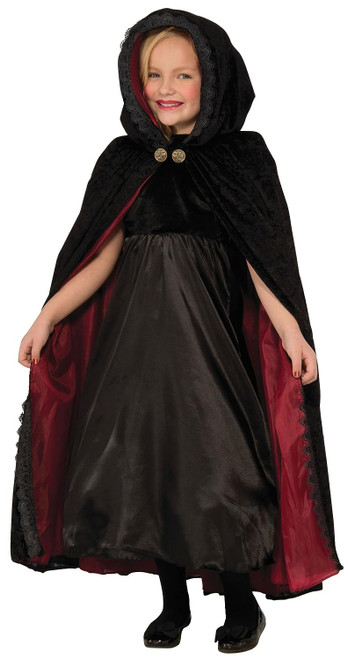 Gothic Vampiress Hooded Cape Vampire Fancy Dress Halloween Costume Accessory