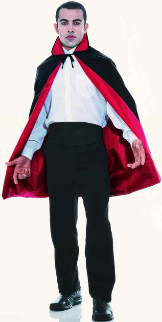 45" Lined Taffeta Cape Reversible Vampire Black Red Halloween Costume Accessory
