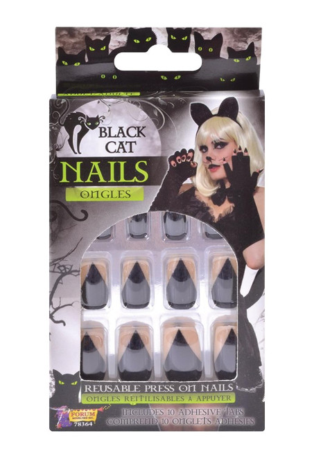 Black Cat Nails Kitty Animal Fancy Dress Up Halloween Adult Costume Accessory