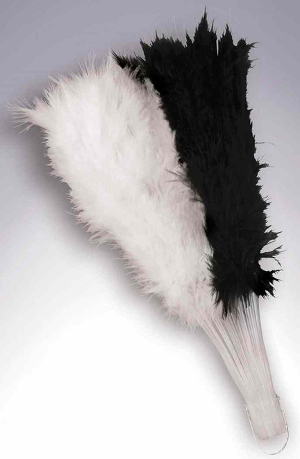 Black White Feather Fan Masquerade Ball Fancy Dress Halloween Costume Accessory