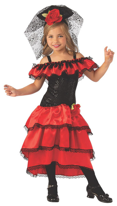 Spanish Dancer Mexican Salsa Senorita Fancy Dress Up Halloween Child Costume