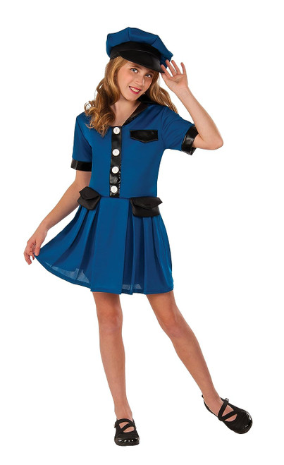 Police Chief Girl Officer Cop Blue Fancy Dress Up Halloween Child Costume