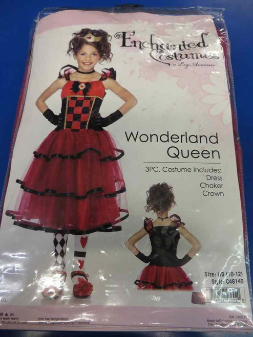 Wonderland Queen Hearts Alice Red Gown Fancy Dress Halloween Child Costume