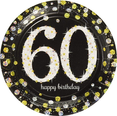 Sparkling Celebration 60th Over the Hill Birthday Party 7" Paper Dessert Plates