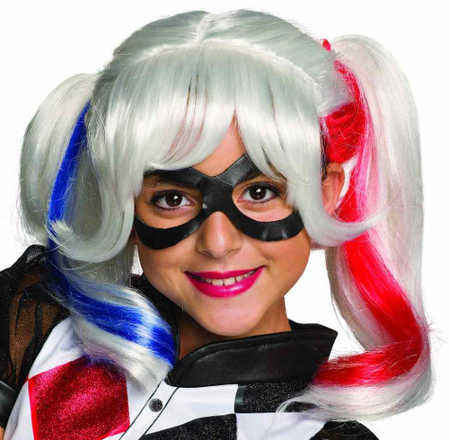 Harley Quinn Wig DC Superhero Fancy Dress Halloween Child Costume Accessory
