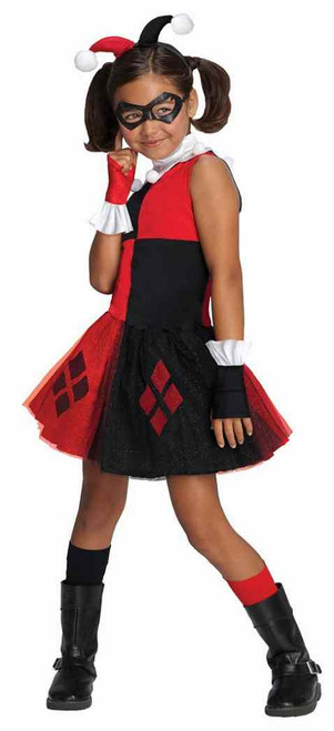 Harley Quinn Tutu DC Comics Jester Superhero Fancy Dress Halloween Child Costume