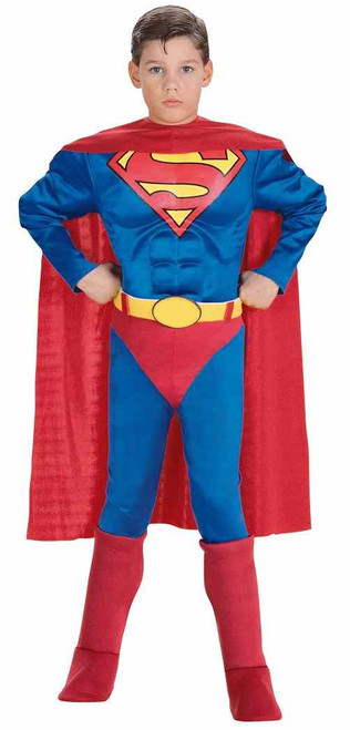 Superman Classic Muscle DC Comics Superhero Fancy Dress Halloween Child Costume