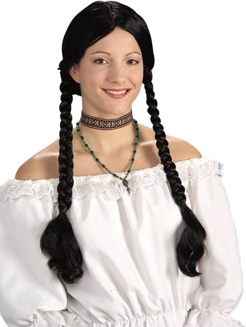 Long Black Braid Pigtail Wig Fancy Dress Up Halloween Adult Costume Accessory