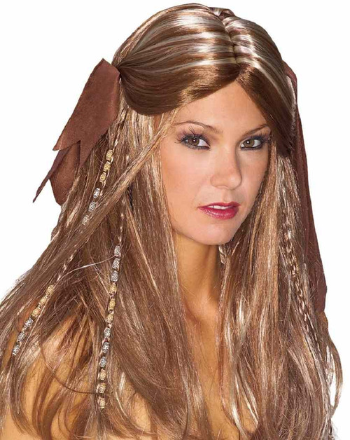 Pirate Wench Wig Caribbean Lady Girl Fancy Dress Up Halloween Costume Accessory