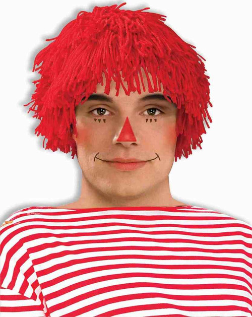Rag Doll Boy Wig Raggedy Andy Red Fancy Dress Halloween Adult Costume Accessory
