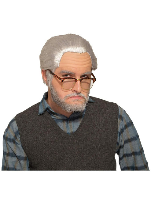 Old Man Grandpa Wig Grey Gray Fancy Dress Up Halloween Adult Costume Accessory