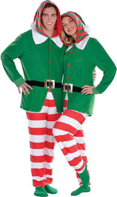 Elf Zipster Hooded Jumpsuit Suit Yourself Fancy Dress Christmas Adult Costume