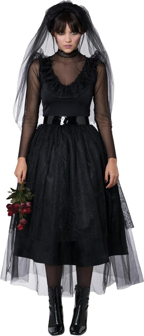 Dark & Dreadful Gothic Girl Woman Black Fancy Dress Up Halloween Adult Costume