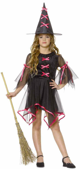 Neon Witch Gothic Black Wicked Pink Cute Fancy Dress Up Halloween Child Costume