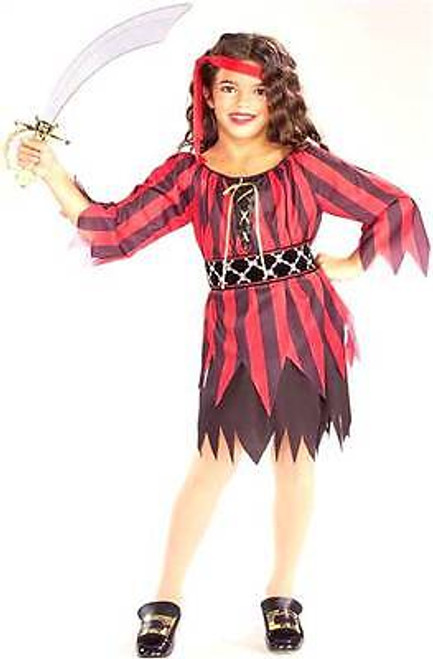 Pirate Girl Caribbean Wench Red Black Fancy Dress Up Halloween Child Costume