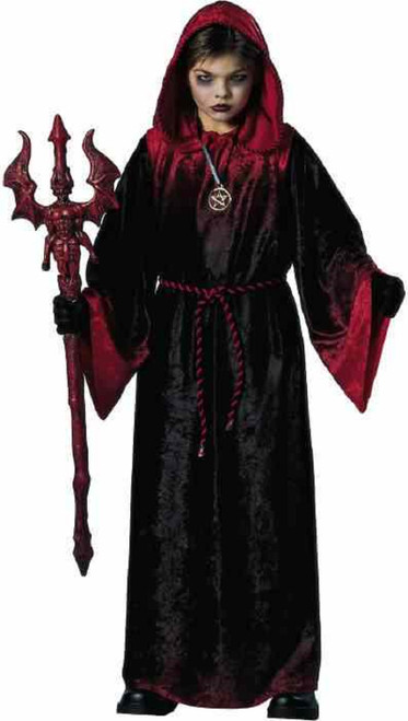 Gate Keeper Devil Lucifer Demon Hooded Robe Fancy Dress Halloween Child Costume