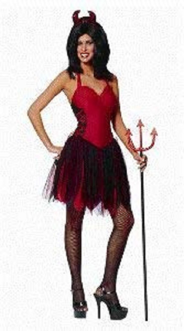 Bedroom Devil Girl Lady Red Black Fancy Dress Up Halloween Sexy Adult Costume