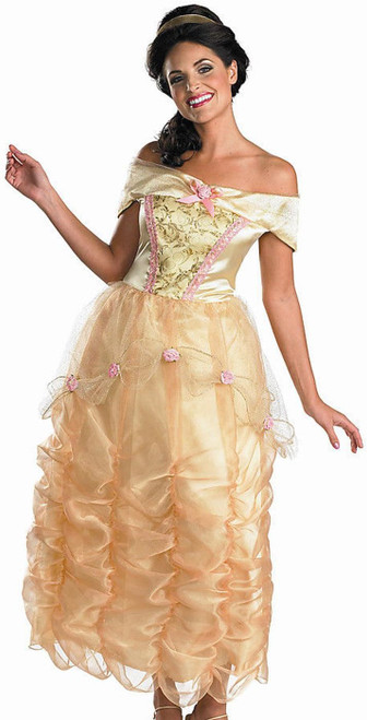 Belle Beauty Beast Disney Princess Fancy Dress Up Halloween Deluxe Adult Costume