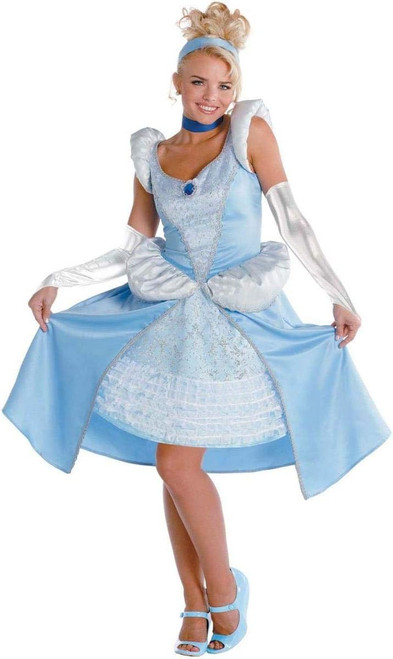 Cinderella Disney Princess Blue Fancy Dress Up Halloween Deluxe Adult Costume