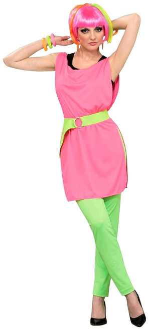 Hot Pink Tunic Neon 80's Pop Star Fancy Dress Halloween Adult Costume Accessory