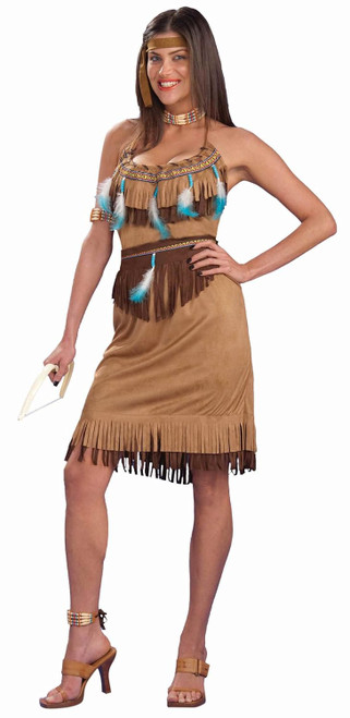 Pow Wow Princess Indian Girl Native American Pocahontas Halloween Adult Costume