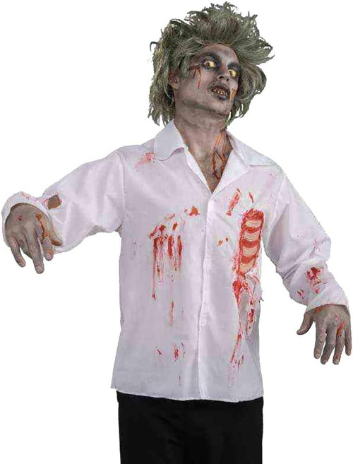 Zombie Shirt Bloody Ribs Wound Fancy Dress Halloween Adult Costume Accessory