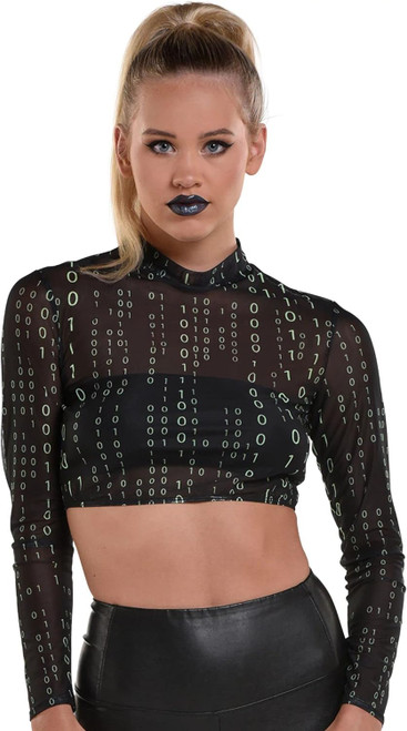 Cyberpunk Mesh Shirt Black Punk Fancy Dress Up Halloween Adult Costume Accessory