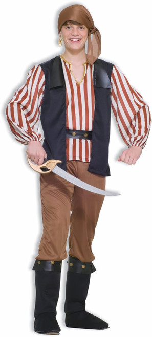 Pirate Matie Caribbean Striped Fancy Dress Up Halloween Young Adult Teen Costume