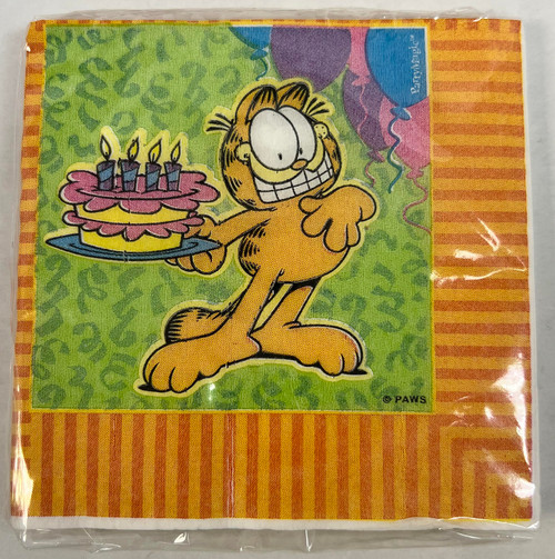 Garfield Birthday Party Rare Retro Cartoon Character Cat Paper Beverage Napkins