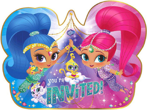 Shimmer & Shine Nick Jr Cartoon Kids Birthday Party Novelty Invitations