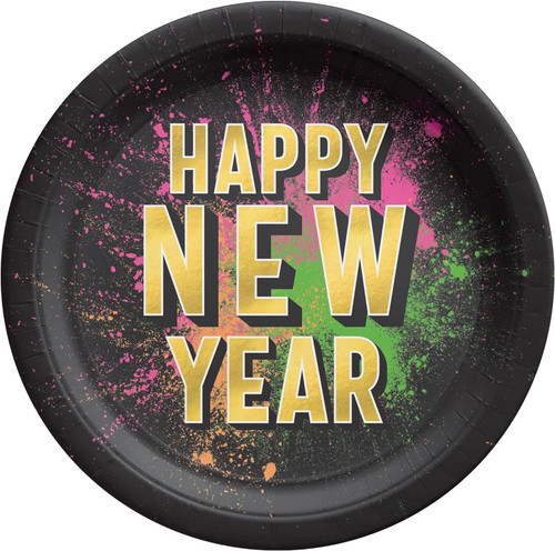 Countdown Glow Happy New Year Eve Theme Party Bulk 10" Paper Banquet Plates