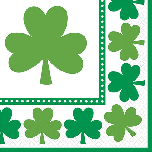 Lucky Shamrocks Clover Irish Green St. Patrick's Day Party Beverage Napkins