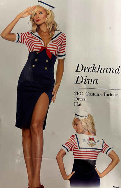 Deckhand Diva Sailor Navy Blue Retro Fancy Dress Up Halloween Sexy Adult Costume