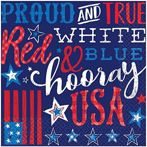 Proud & True Patriotic America USA July 4th Theme Party Paper Luncheon Napkins