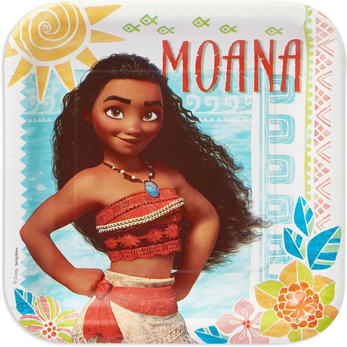 Moana Disney Movie Polynesian Kids Birthday Party 9" Square Paper Dinner Plates