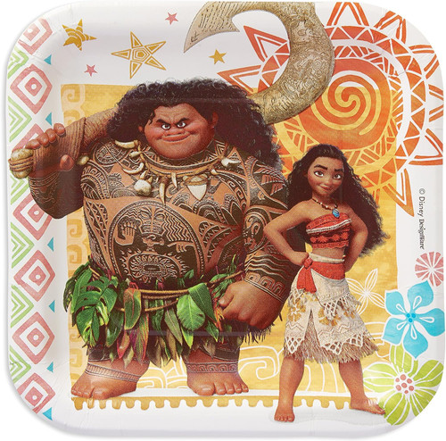Moana Disney Movie Polynesian Kids Birthday Party 7" Square Paper Dessert Plates