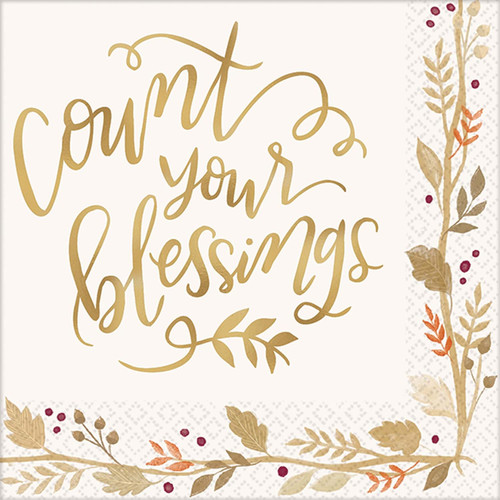 Always Be Thankful Classic Thanksgiving Holiday Party 36 ct. Beverage Napkins