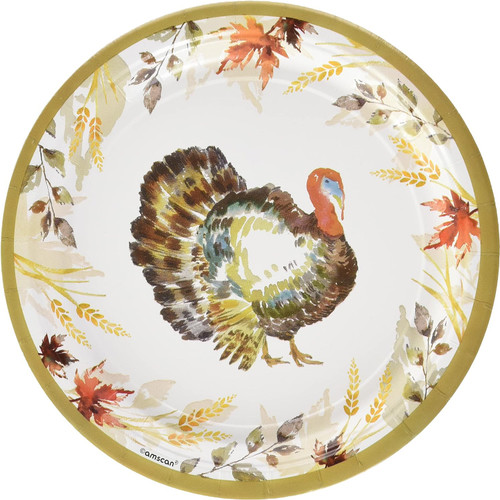Classic Thanksgiving Autumn Fall Holiday Party 60 ct. 9" Paper Dinner Plates